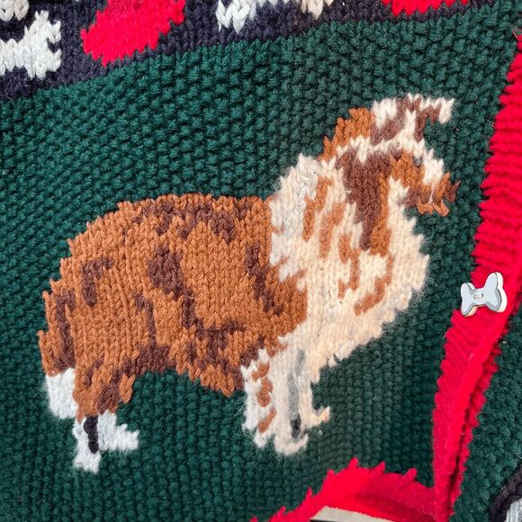Vintage Dog-Themed Novelty Knit Cardigan by Eagle’s Eye - SZ L - Picture 5 of 12